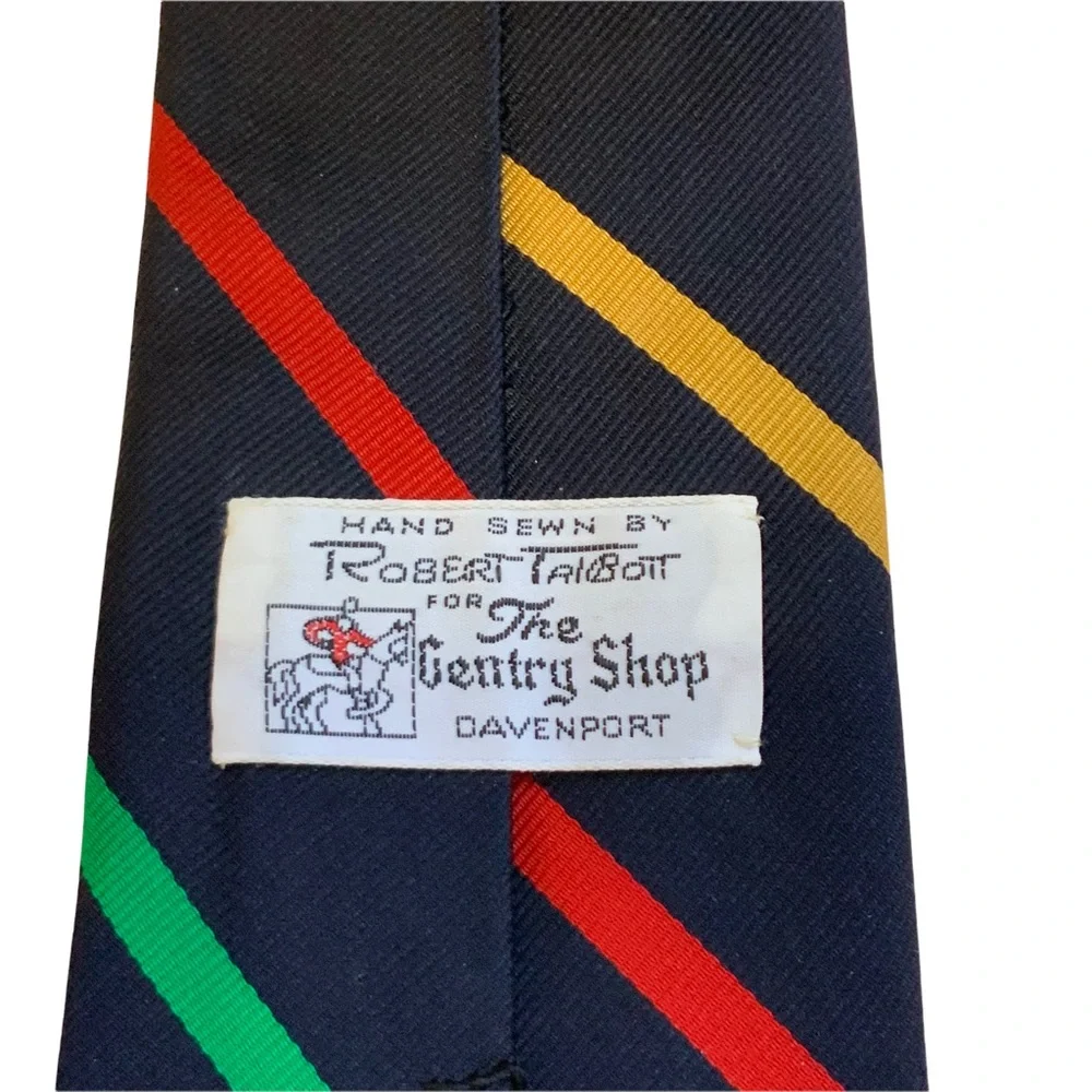 Robert Talbott Vintage Hand Sewn Blue Striped Classic Tie The Gentry Shop - Picture 5 of 5